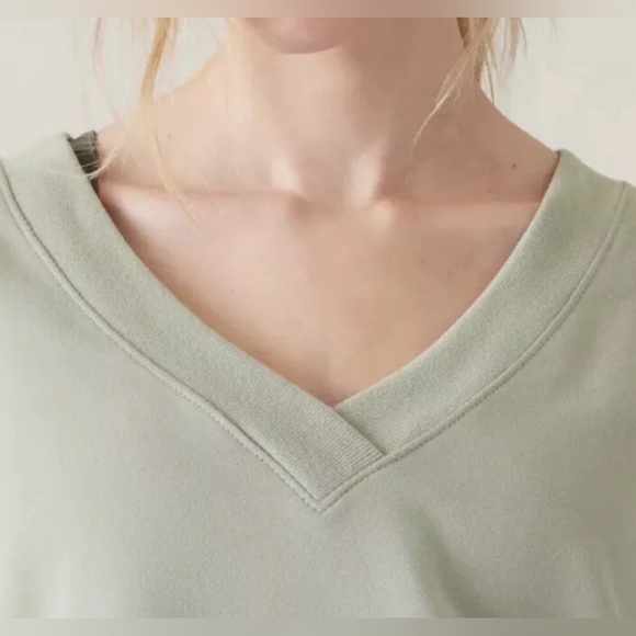ATHLETA Retroterry V-Neck Sweatshirt Tee Sleeveless in Fern Green, Size L - Picture 4 of 16